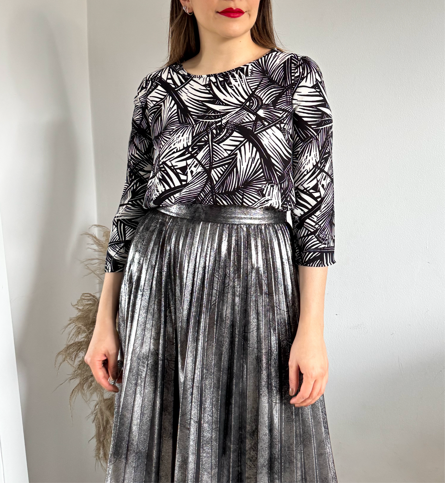Blusa floral B/N